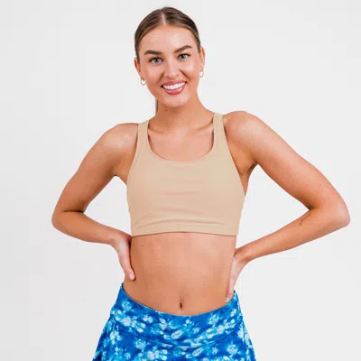 Calypsa Racerback Swim Bra With Removable Cups In Gold