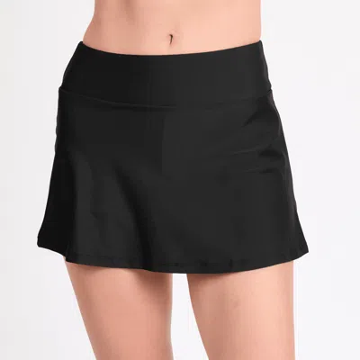 Calypsa Women's High Waisted Mini Swim Skirt With Shorts In Black