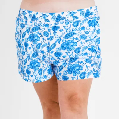 Calypsa Plus Size Classic Fit Swim Shorts With Panty In Blue