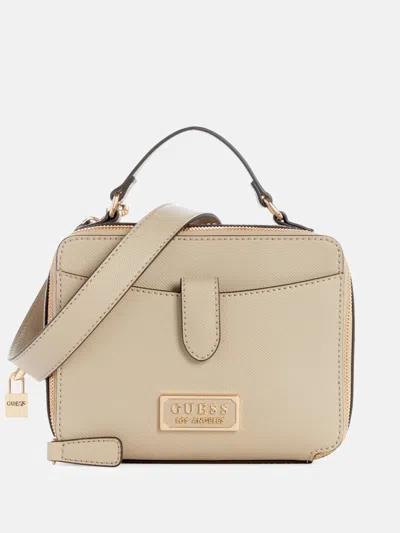 Guess Factory Warlington Top Handle Bag In Beige