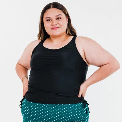 CALYPSA WOMEN'S PLUS MAYA MAYA TANKINI SWIM TOP WITH REMOVABLE CUPS 