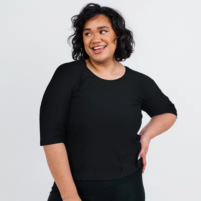 Calypsa Plus Size Loose Fit Margaux Swim Top In Black