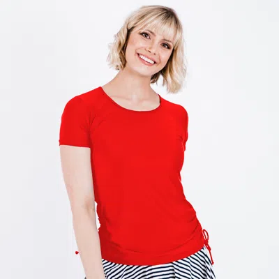Calypsa Women's Short Sleeve Adele Swim Top In Multi