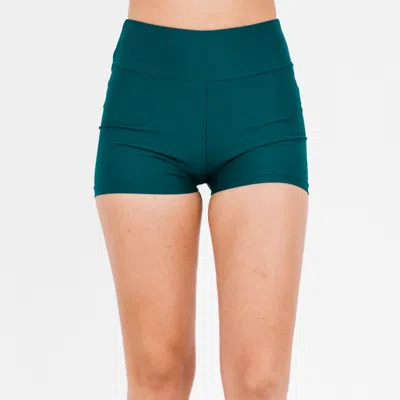 Calypsa Women's High Waisted Swim Shorts In Green