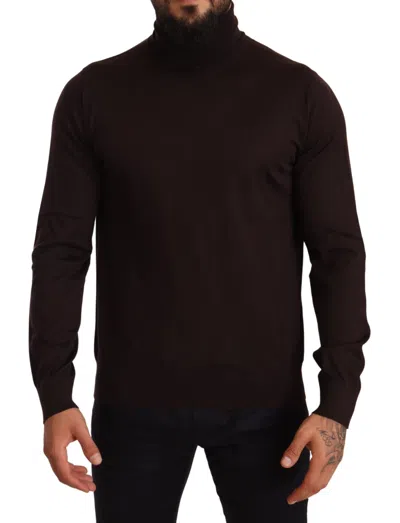 Dolce & Gabbana Brown Cashmere Turtleneck Pullover Sweater In Brown
