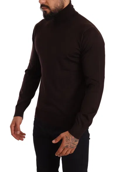Dolce & Gabbana Brown Cashmere Turtleneck Pullover Sweater In Brown