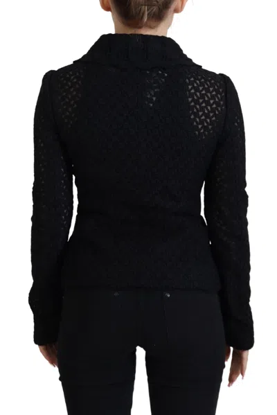 Dolce & Gabbana Black Wool Knitted Button Down Collar Jacket In Black
