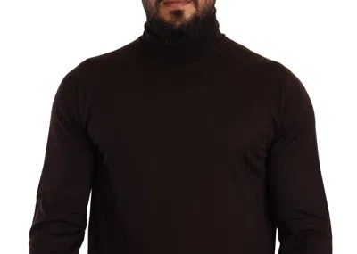 Dolce & Gabbana Brown Cashmere Turtleneck Pullover Sweater In Brown