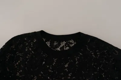 Dolce & Gabbana Black Floral Lace Pullover Sicily Blouse In Black