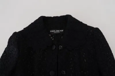 Dolce & Gabbana Black Wool Knitted Button Down Collar Jacket In Black