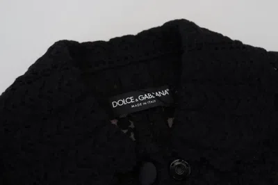 Dolce & Gabbana Black Wool Knitted Button Down Collar Jacket In Black