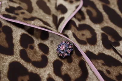 Dolce & Gabbana Brown Leopard Print Long Sleeves Blouse Top In Brown