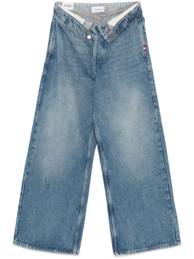 Shop Amish Cotton Roll-up Jeans In Blue