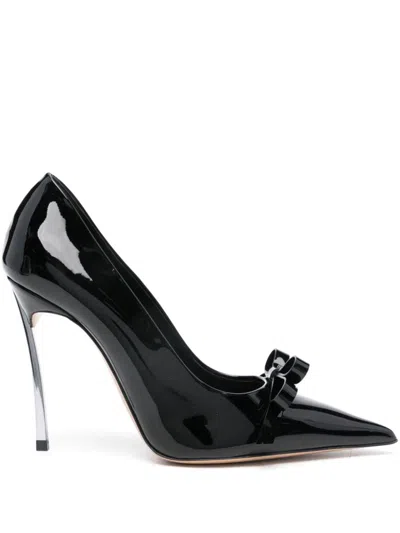 Shop Casadei Glossy Calf Leather Julia Pumps In Black