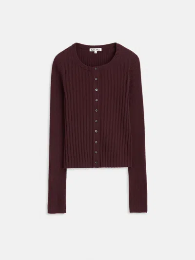 Alex Mill Kb Ribbed Cardigan In Mahogany