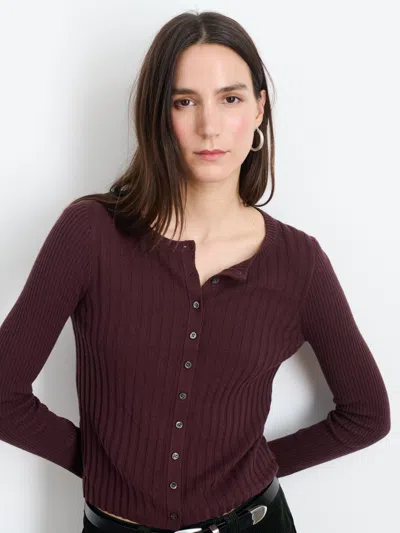 Alex Mill Kb Ribbed Cardigan In Mahogany
