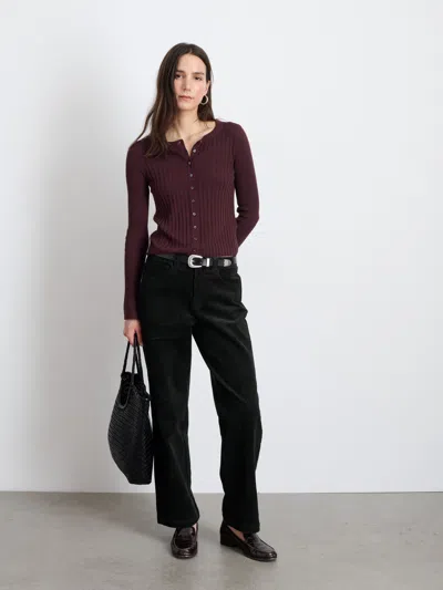Alex Mill Kb Ribbed Cardigan In Mahogany