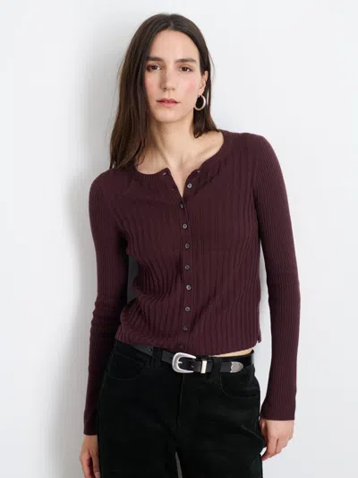 Alex Mill Kb Ribbed Cardigan In Mahogany