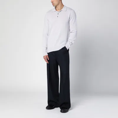Drumohr Platinum-coloured Wool Polo Jumper
