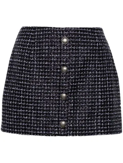 Alessandra Rich Women Sequin Checked Tweed Mini Skirt In Blue