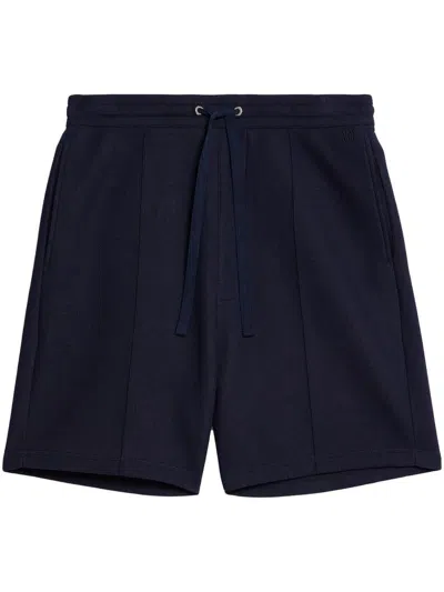 Shop Ami Alexandre Mattiussi Ami Paris Wool Blend Trackshorts In Blue