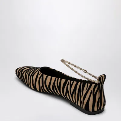 Maria Luca Augusta Zebra Ankle-chain Ballerina Flats