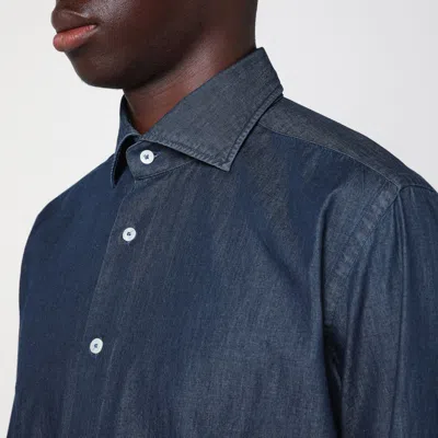 Xacus Indigo Blue Denim Cotton Shirt
