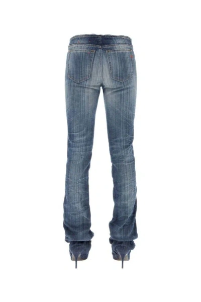Diesel Distressed Stonewashed Denim Pantaboots In Blue