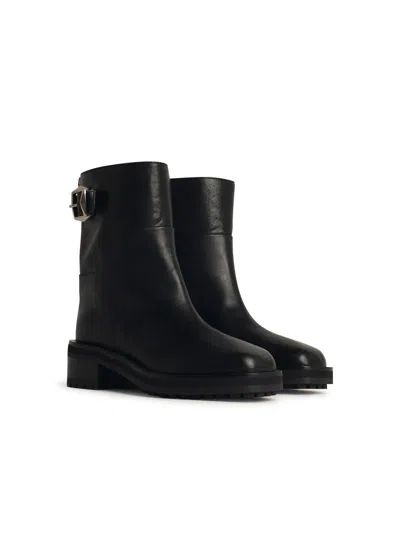 Jimmy Choo Women Brooklyn Ab 50 Leather Boots With Adjustable Strap In Black