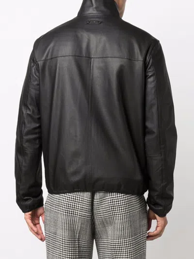 Shop Emporio Armani Men's Drawstring Hem Biker Jacket In Gray