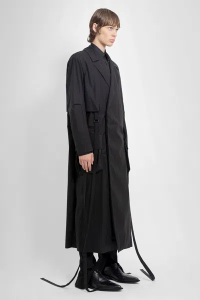 Ann Demeulemeester Man Black Coats In Black