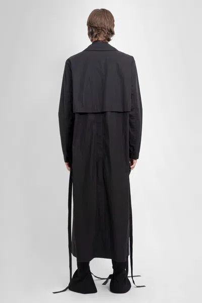 Ann Demeulemeester Man Black Coats In Black