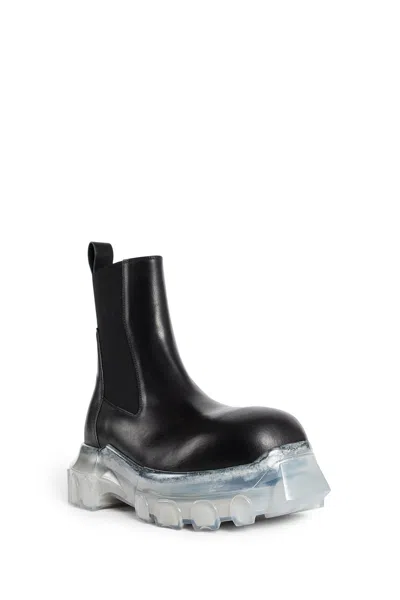 Rick Owens Beatle Bozo Leather Ankle Boots In Black