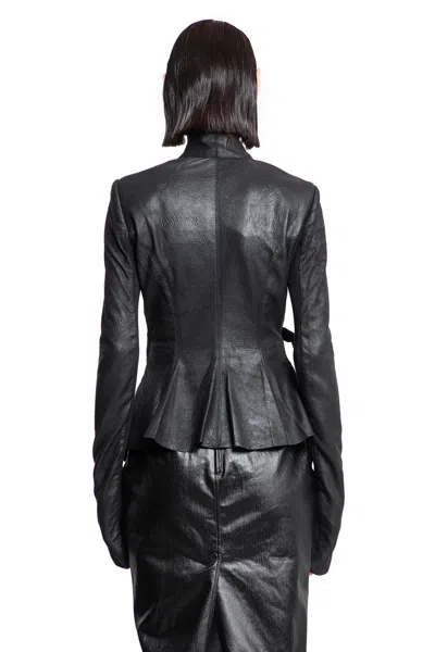 Rick Owens Womens Black Wrapped Slim-fit Leather Jacket In Black