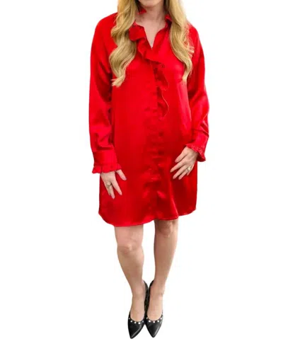 Boho Chic Royal Satin Dress In Red In Red