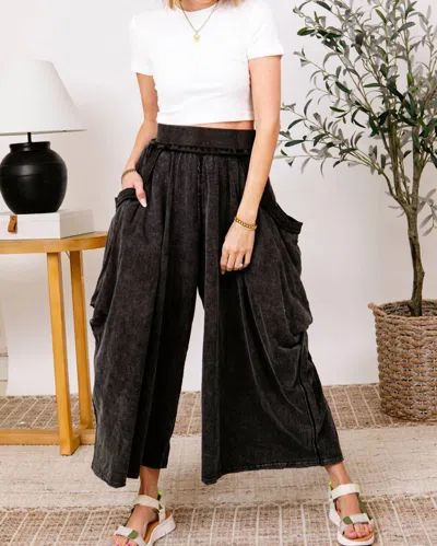 Oli & Hali Mineral Washed Jetty Harem Pants In Black In Black