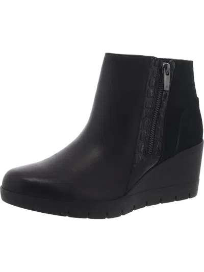 Unstructured By Clarks Madera Lo 2 Womens Mixed Media Double Zipper Ankle Boots In Black