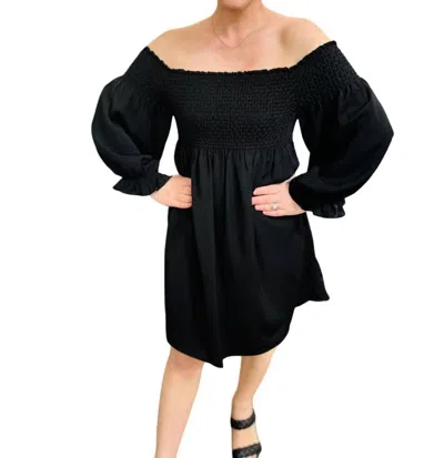 Jade Melody Tam Smock Neck Dress In Black In Black