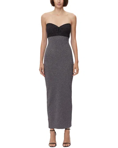 Herve Leger Mixed Gauge Metallic Strapless Gown In Black