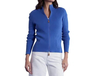 Tyler Boe Cotton Zip Front Cardigan In Bermuda Blue In Multi