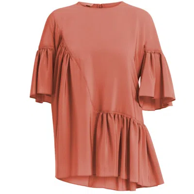Stella Mccartney Silk Peplum Blouse In Coral In Pink