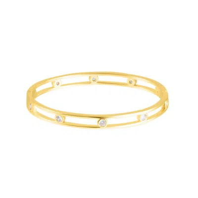 Adornia 14k Plated Cz Studded Bangle Bracelet In Gold