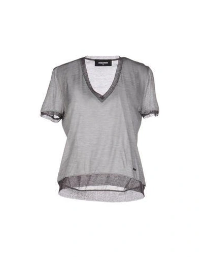 Shop Dsquared2 Woman T-shirt Grey Size S Silk