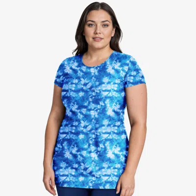 Calypsa Women's Plus Anna Longer Length Swim Tunic In Blue
