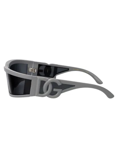 Dolce & Gabbana Dg-embossed Sunglasses In 303287 Rubberized Grey