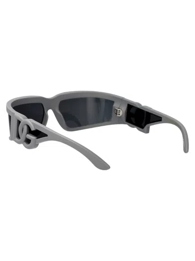 Dolce & Gabbana Dg-embossed Sunglasses In 303287 Rubberized Grey