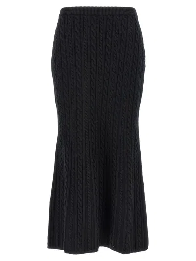 Alessandra Rich Knitted Wool Maxi Skirt In Black