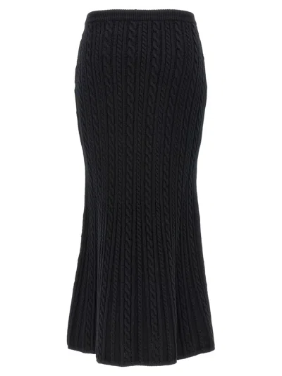 Alessandra Rich Knitted Wool Maxi Skirt In Black
