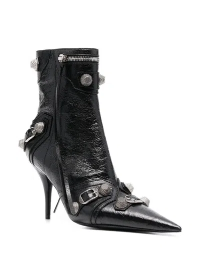 Balenciaga Cagole 50 Ankle Boots In Lamb Leather In Black