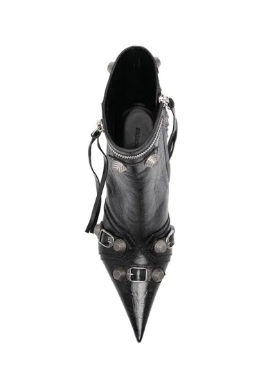 Balenciaga Cagole 50 Ankle Boots In Lamb Leather In Black